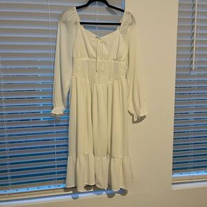 Celebrity Pink Long Sleeve White Dress